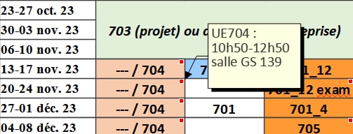 Commentaires Excel