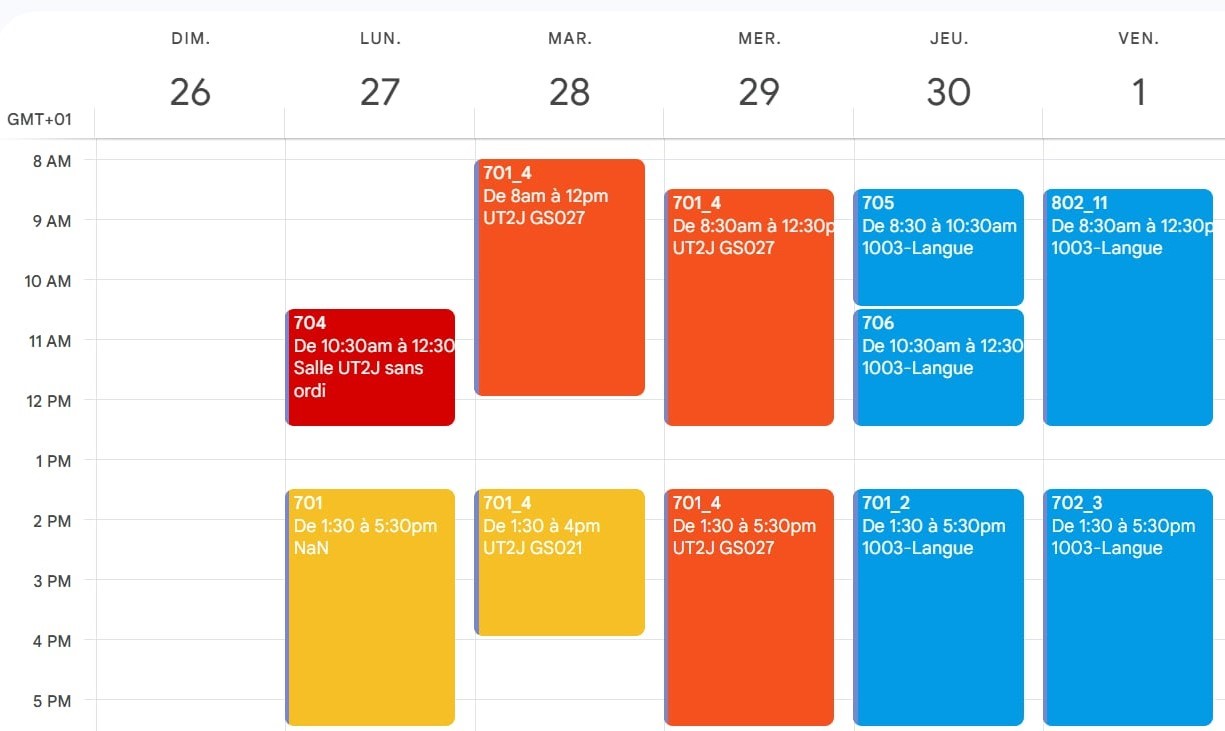 Aperçu Global Google Agenda