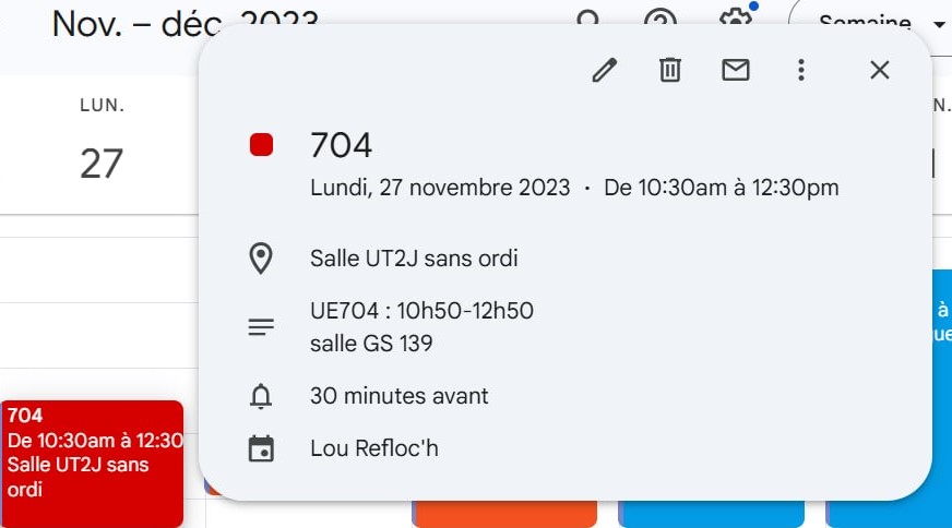 Commentaires Google Agenda
